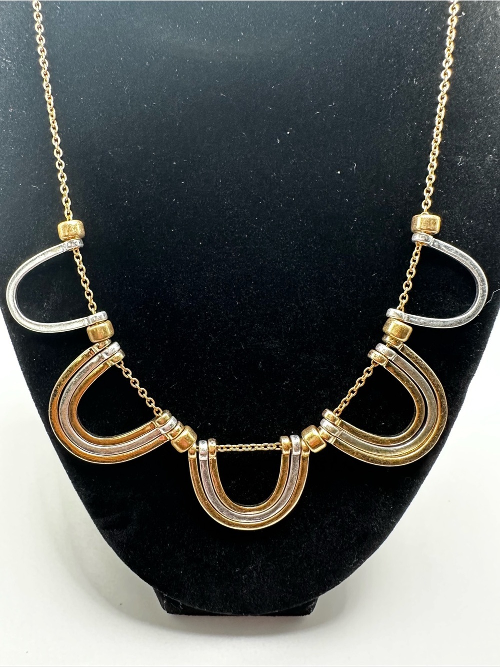 PLUNDER Gold and Silver Bi-Tone U-Shape Statement Necklace